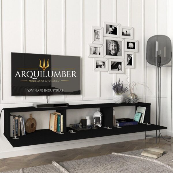 RACK TV AEREO FLOTANTE 85 PULGADAS 200CM GOLD - Imagen 11