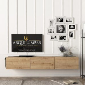 RACK TV AEREO FLOTANTE 85 PULGADAS 200CM GOLD