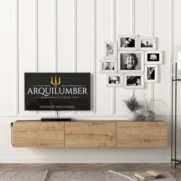 RACK TV AEREO FLOTANTE 85 PULGADAS 200CM GOLD