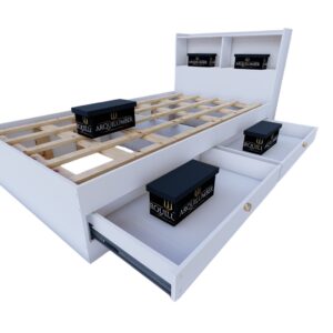 CAMA PLAZA Y MEDIA DOS CAJONES CON LIBRERO